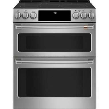 GE Cafe 30" Stainless Steel Slide-In Radiant Range With 6.7 CuFt Self-Clean Double Oven