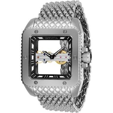 Invicta Mens Cuadro 45mm Black Dial Stainless Steel Band Mechanical Watch