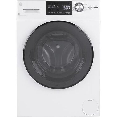 GE 2.4 CuFt Steam Front Load Electric Washer And Dryer Combo With Sanitize Cycle In White
