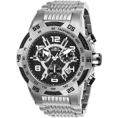 Invicta Mens Speedway 51mm Case Black Dial Stainless Steel Band Quartz Watch