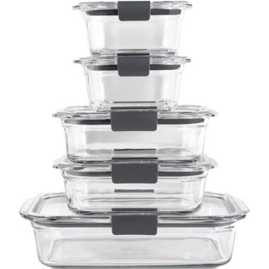 RUBBERMAID Brilliance 10-Piece Glass Food Storage Set