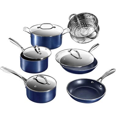 GraniteStone Diamond Blue Collection 10-Piece Cookware Set - Blue