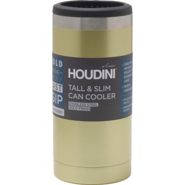 Houdini 12oz. Stainless Steel Gold Tall & Slim Can Cooler