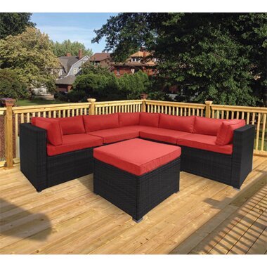 Doral Designs Vicenza Red Patio Sectional With Ottoman And 26,500 BTU 2-Burner Gas Grill