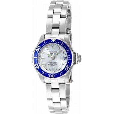 Invicta Womens Pro Diver 24mm Case Silver Dial Stainless Steel Band Quartz Watch