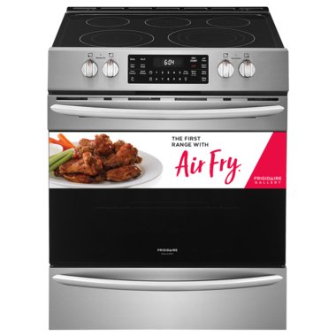 Frigidaire Gallery 5.4 CuFt Freestanding 5 Element Electric Range With Air Fry With 1.7 CuFt 1000 Watt Over-The-Range Microwave In Stainless Steel