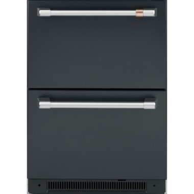 GE Cafe 5.7 CuFt Built-In Dual-Drawer Refrigerator In Black / Brushed Stainless
