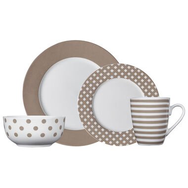 Pfaltzgraff Kenna 16-Piece Dinnerware Set - Taupe in Porcelain